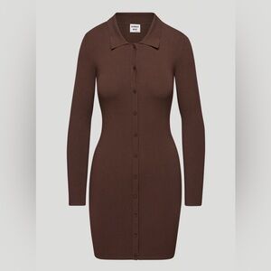 NWT ARITZIA SUNDAY BEST Brown Long Sleeve Button-Up Ralph Mini Dress